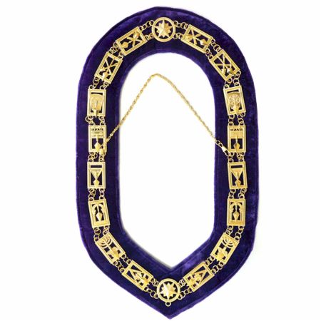 Gold Plated on Purple Velvet Council Chain Collar